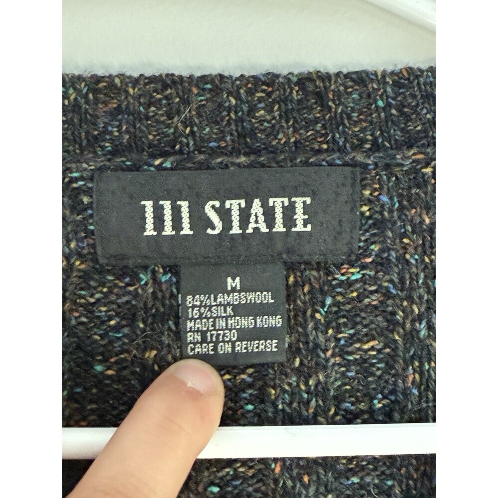 111 State Women’s V-neck Cardigan Lambswool Blend Sweater Black Size M boho gorp - Picture 3 of 6
